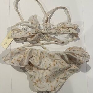 Rylee + Cru Cream and Brown Bikini Set- new